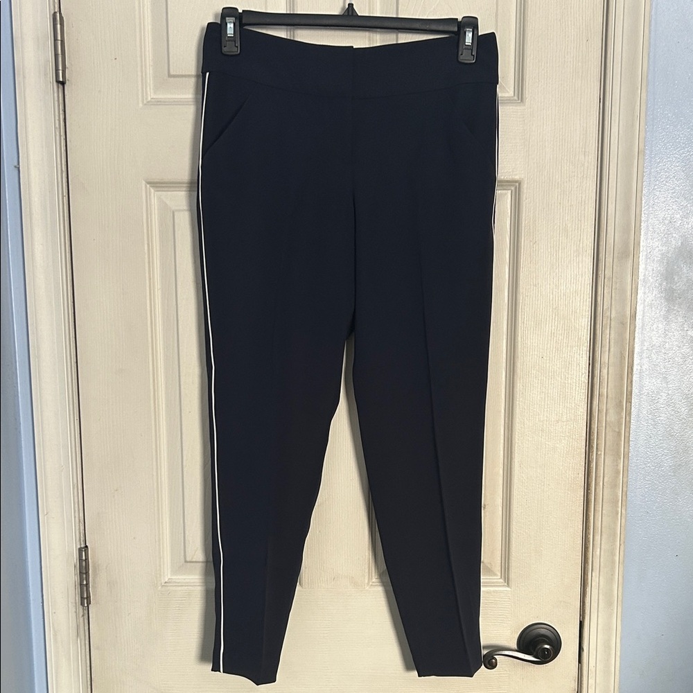 NWT Ann Taylor navy blue with white stripe dress pants size 2
